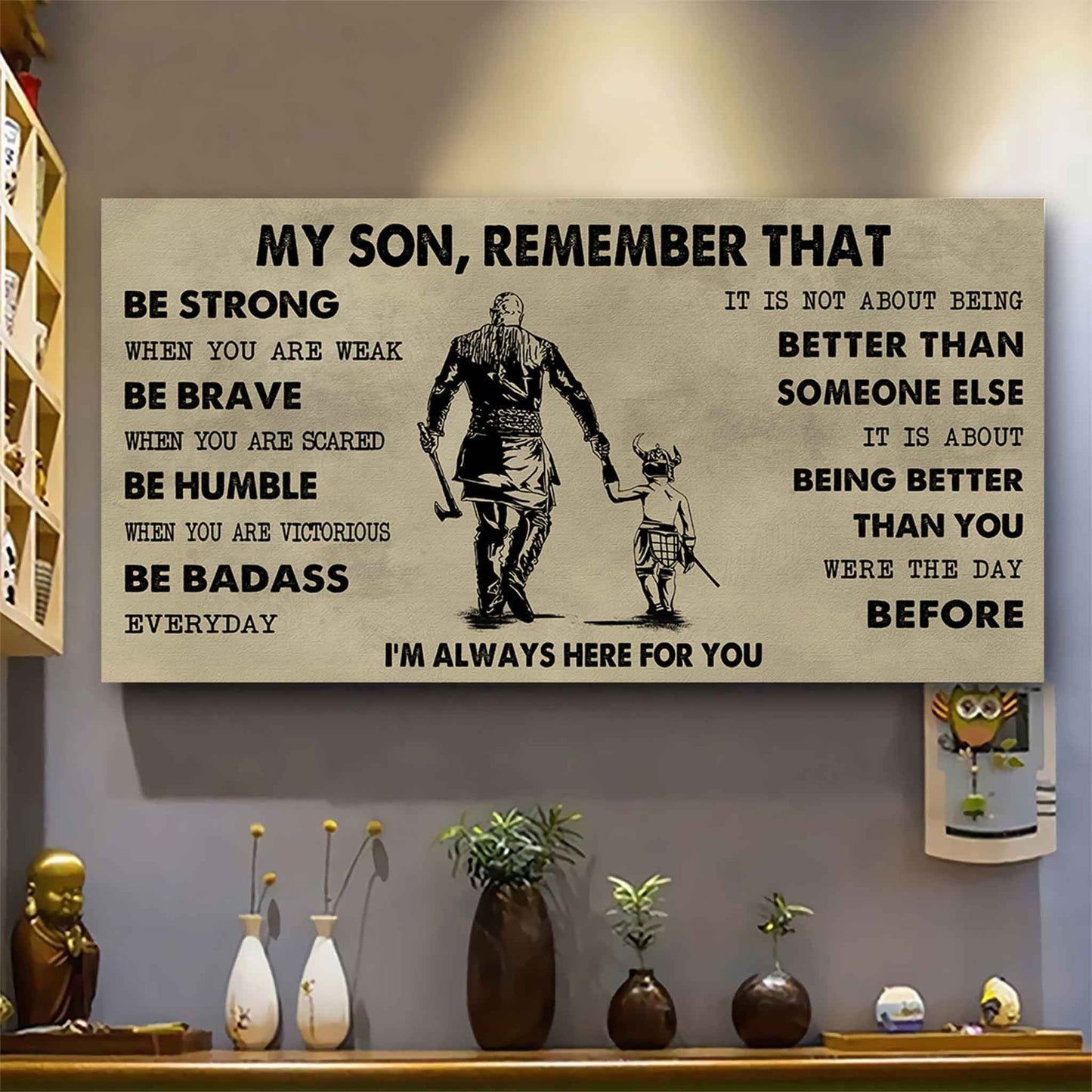 Personalized DRB Poster Canvas - My Son Remember That Be Strong When You Are Weak Be Badass Everyday