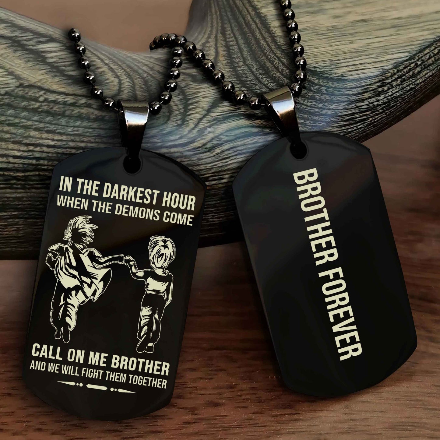 TWD Customizable engraved black dog tag double sided gift from brother, brother forevers