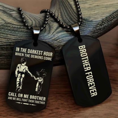 Samurai customizable engraved black dog tag double sided gift from brother, brother forevers