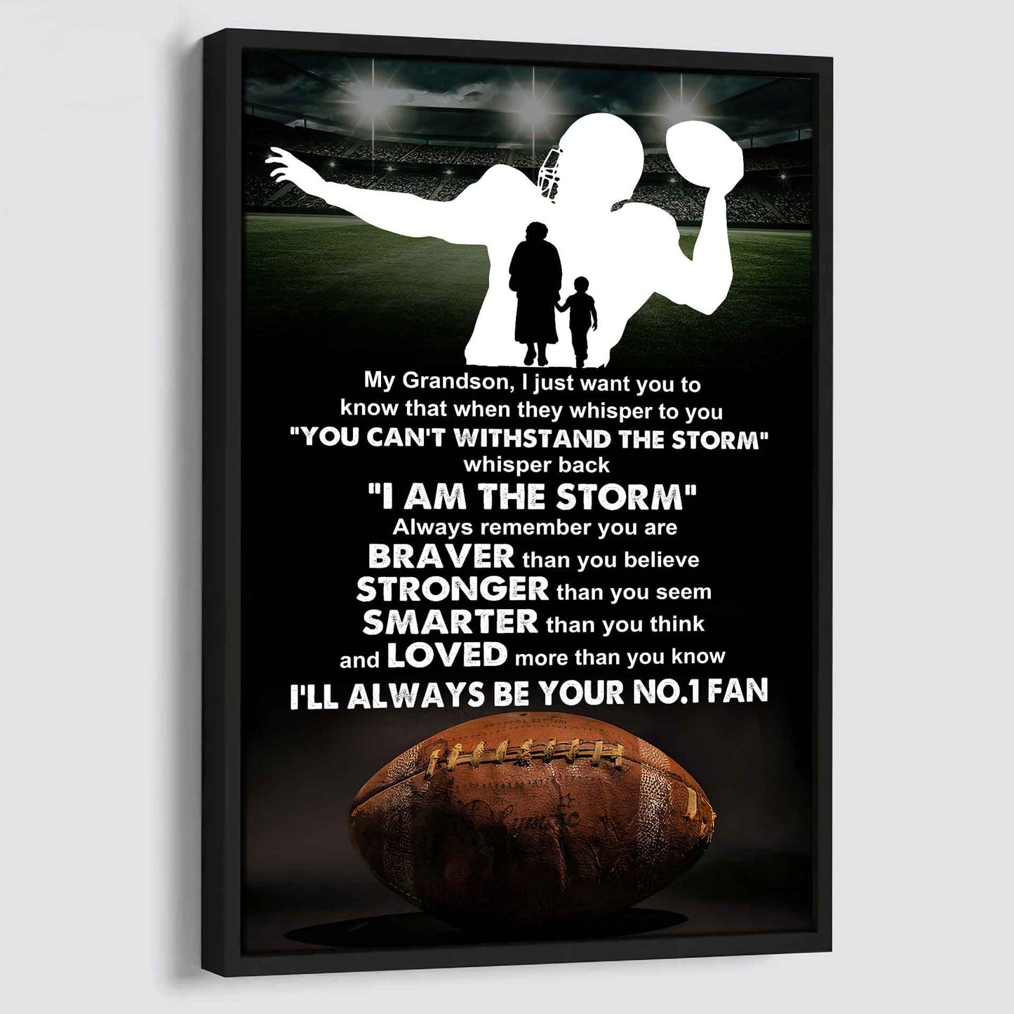 Sport Basketball Poster Canvas Grandma To Grandson - Whisper Back I Am The Storm I Will Always Your No 1 Fan