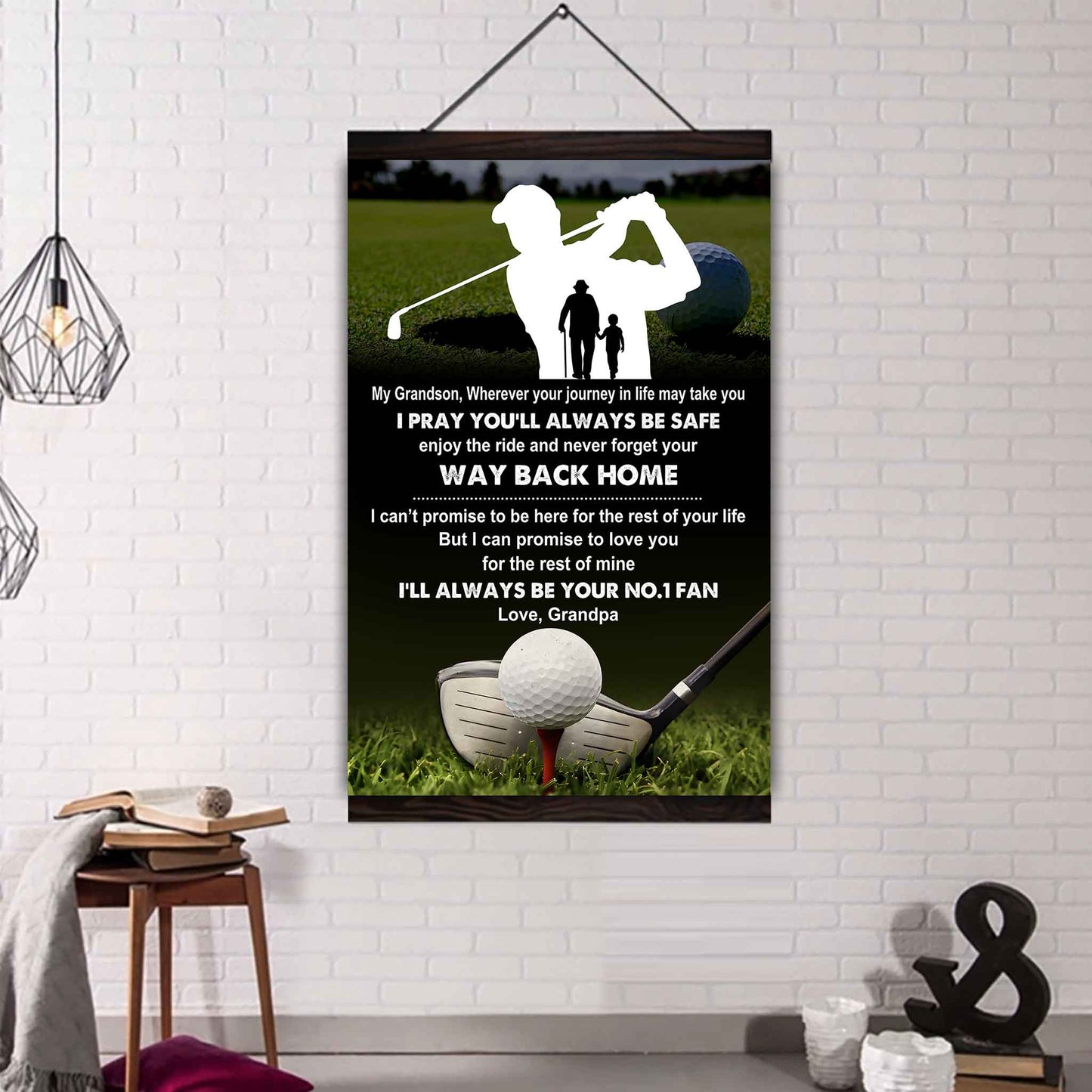 Soccer Poster Canvas Grandpa To Grandson - Never Forget Your Way Back Home I Will Always Your No 1 Fan