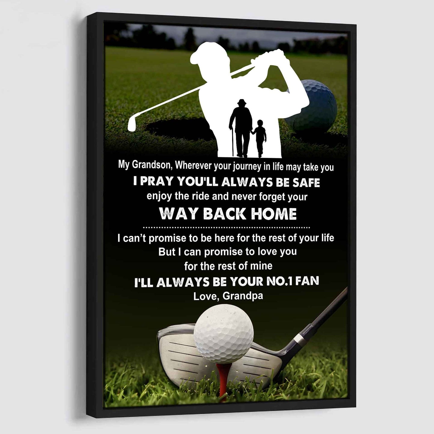Baseball Poster Canvas Grandpa To Grandson - Never Forget Your Way Back Home I Will Always Your No 1 Fan