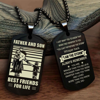 Samurai Personalized Double Sided Dog Tag Silver To My Son I Love You - Whisper Back I'm The Storm