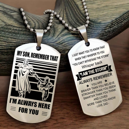 Biker Personalized Double Sided Dog Tag My Son Remember That I Will Always Here Whisper Back I Am The Storm