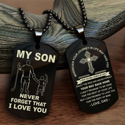 Knight Templar Cross Double Sided Dog Tag To My Son Never Forget That I Love You - Gift For Son Never Forget Your Way Back Home