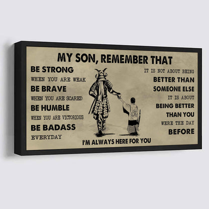 Personalized DRB Poster Canvas - My Son Remember That Be Strong When You Are Weak Be Badass Everyday