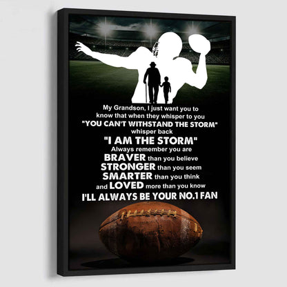 Hockey Poster Canvas Granpa To Grandson - Whisper Back I Am The Storm I Will Always Your No 1 Fan