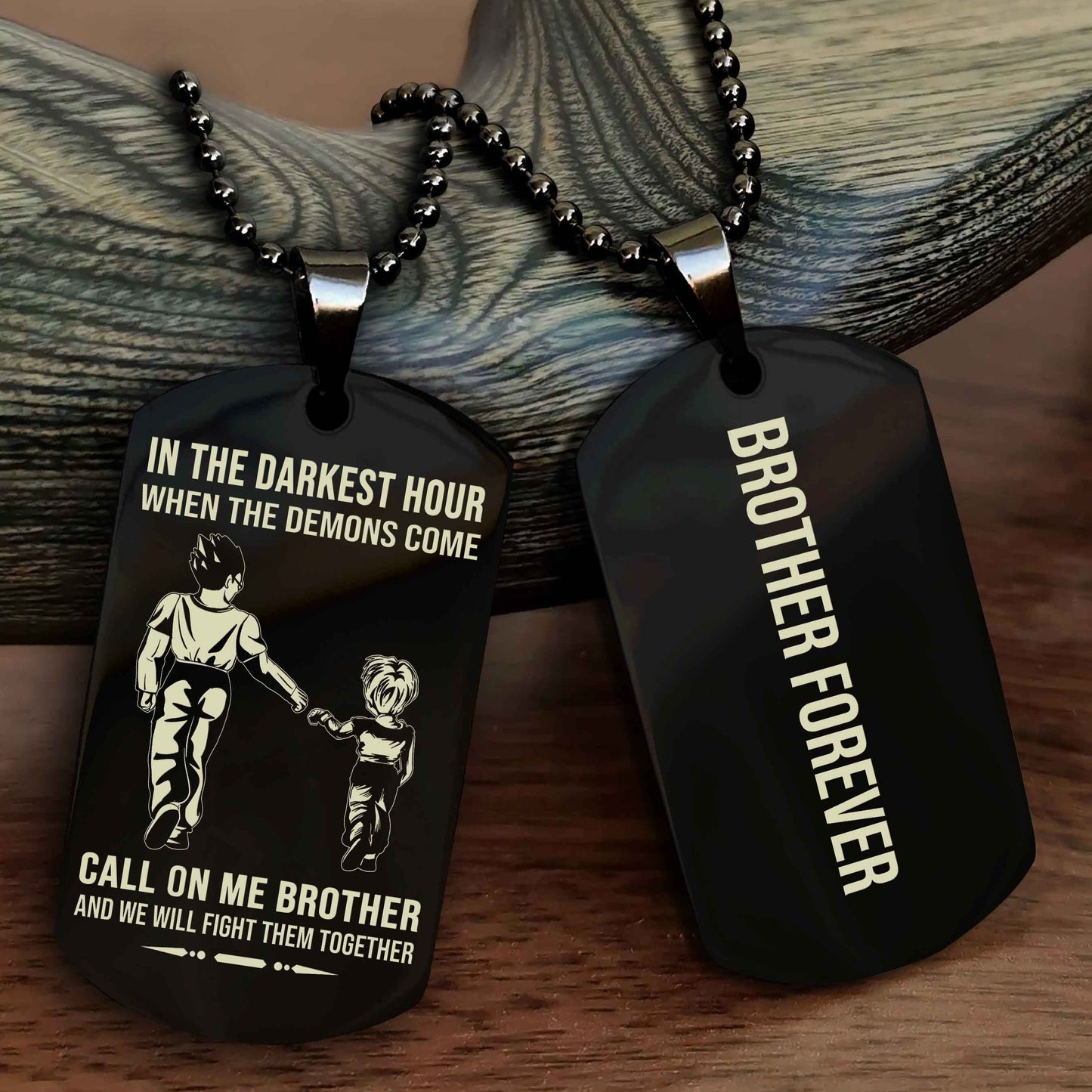Knight Templar Customizable engraved black dog tag double sided gift from brother, brother forevers