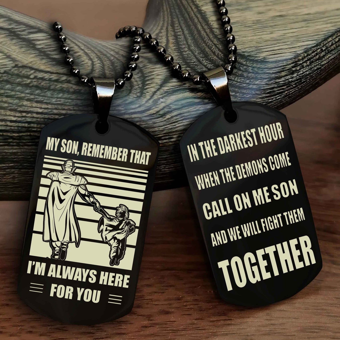 Samurai Personalized Double Sided Dog Tag My Son Remember That I Will Always Here Call On Me Son And We Will Fight Them Together