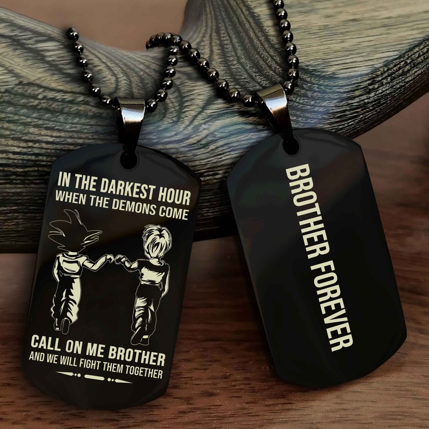 Viking customizable engraved black dog tag double sided gift from brother, brother forevers