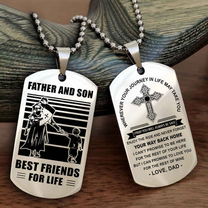 Knight Templar Cross Double Sided Dog Tag Father And Son Best Friend For Life - Gift For Son Never Forget Your Way Back Home