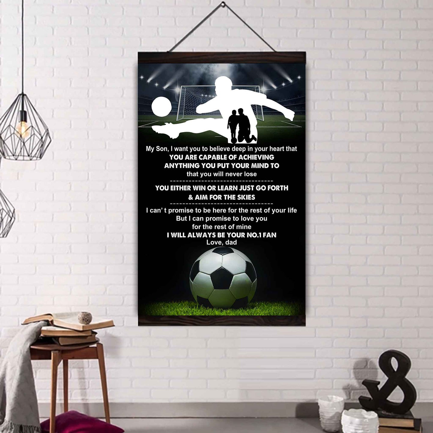 Sport Poster Canvas Dad To Son - You Will Never Lose You Either Win Or Learn I Will Always Your No 1 Fan