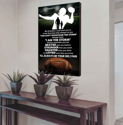 Hockey Poster Canvas Granpa To Grandson - Whisper Back I Am The Storm I Will Always Your No 1 Fan