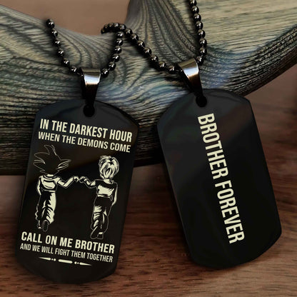 Samurai customizable engraved black dog tag double sided gift from brother, brother forevers