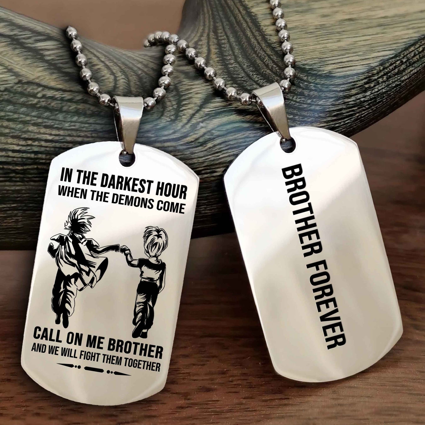 DRB Customizable engraved black dog tag double sided gift from brother, brother forevers