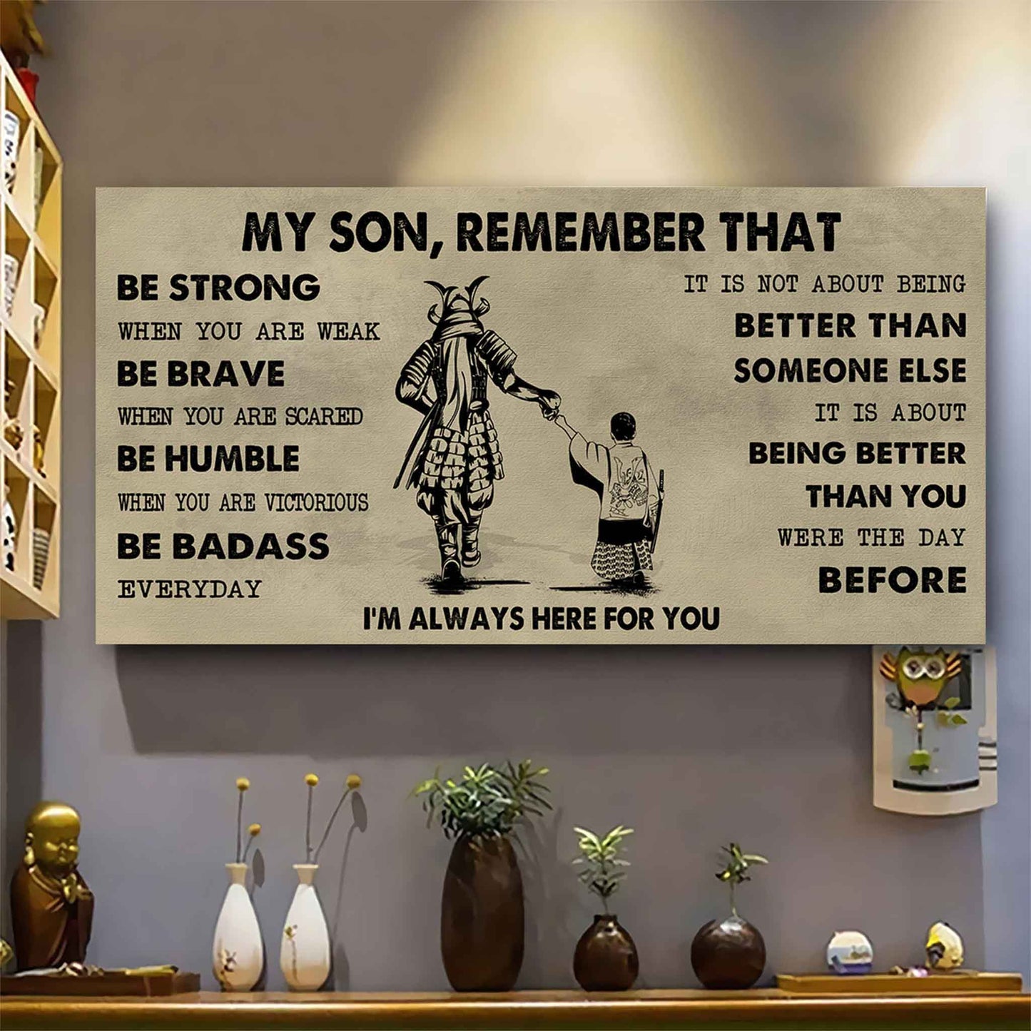 Personalized DRB Poster Canvas - My Son Remember That Be Strong When You Are Weak Be Badass Everyday