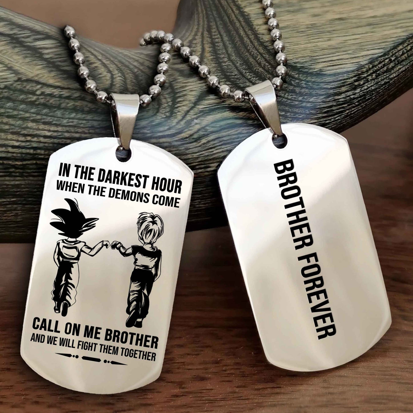 Samurai customizable engraved black dog tag double sided gift from brother, brother forevers