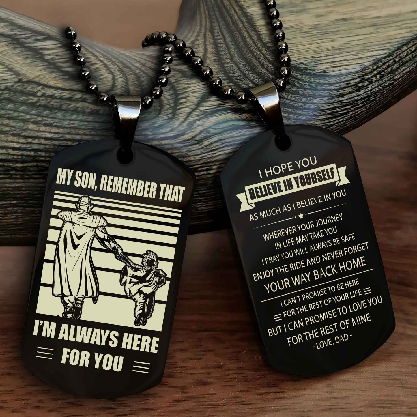 DRB Personalized Double Sided Dog Tag My Son Remember That I Will Always Here Never Forget Your Way Back Home