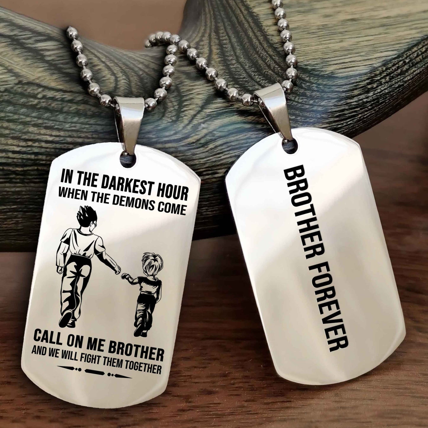 Samurai customizable engraved black dog tag double sided gift from brother, brother forevers