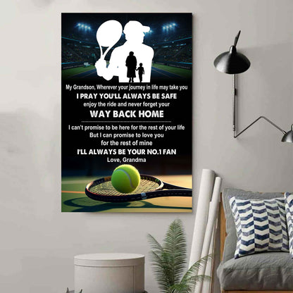 Sport Basketball Poster Canvas Grandma To Grandson - Never Forget Your Way Back Home I Will Always Your No 1 Fan