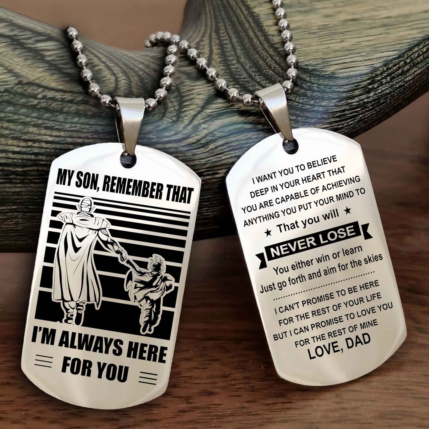 Biker Personalized Double Sided Dog Tag My Son Remember That I Will Always Here You Will Never Lose You Either Win Or Learn