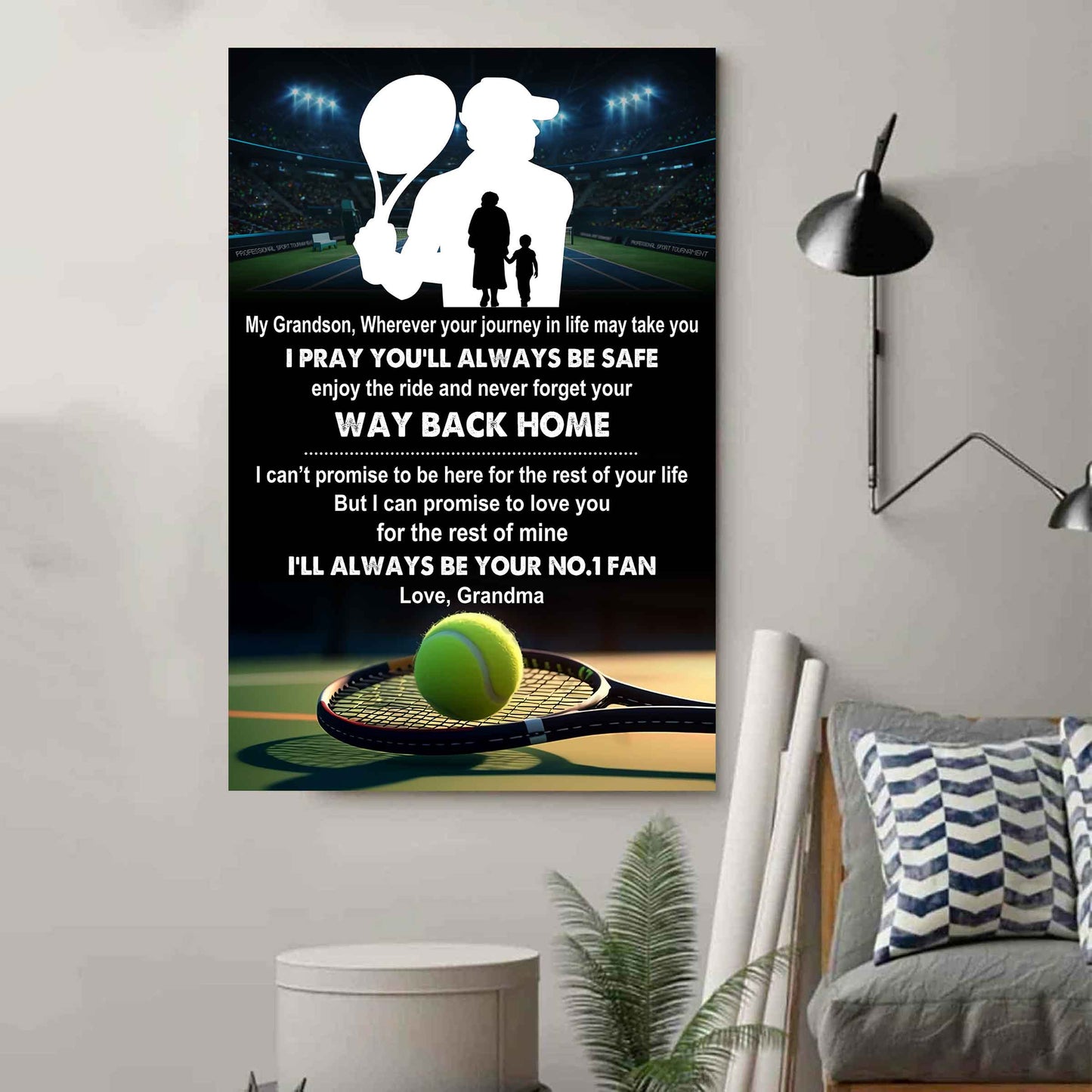 American Football Poster Canvas Grandma To Grandson - Never Forget Your Way Back Home I Will Always Your No 1 Fan