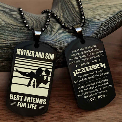 Sport Personalized Double Sided Dog Tag Father And Son Best Friend For Life - You Will Never Lose You Either Win Or Learn