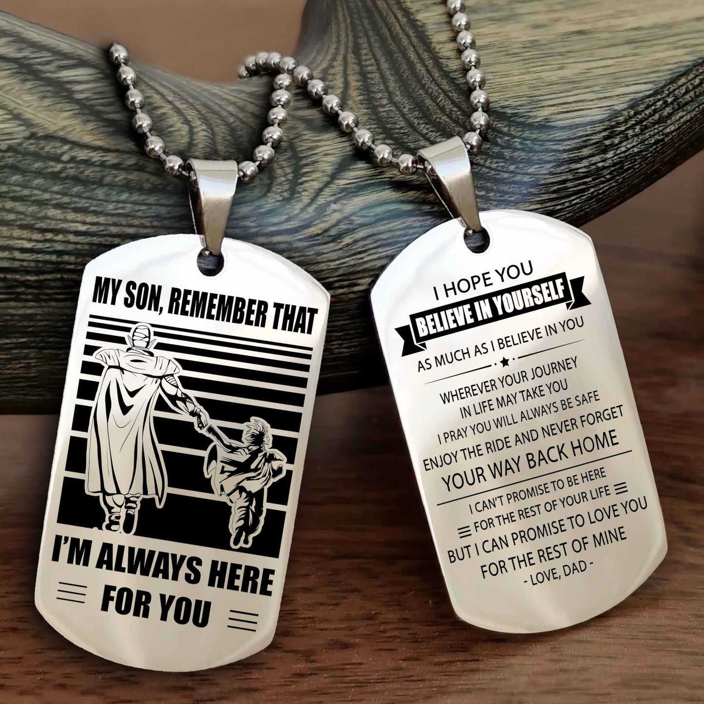 DRB Personalized Double Sided Dog Tag My Son Remember That I Will Always Here Never Forget Your Way Back Home