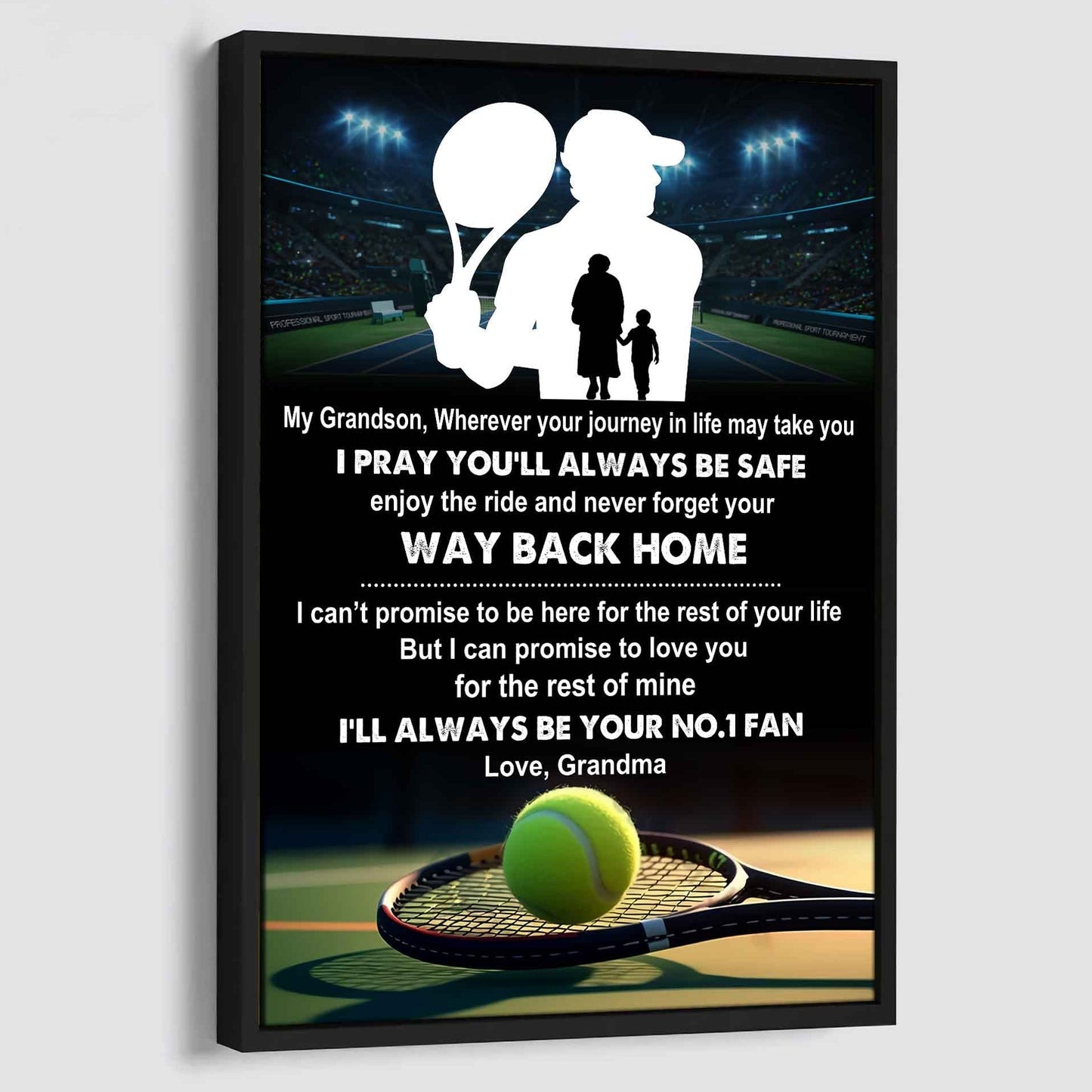 American Football Poster Canvas Grandma To Grandson - Never Forget Your Way Back Home I Will Always Your No 1 Fan