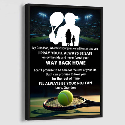 American Football Poster Canvas Grandma To Grandson - Never Forget Your Way Back Home I Will Always Your No 1 Fan
