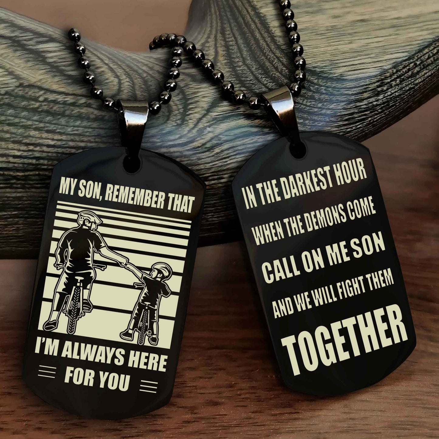 Samurai Personalized Double Sided Dog Tag My Son Remember That I Will Always Here Call On Me Son And We Will Fight Them Together