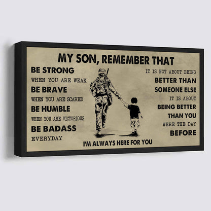 Personalized DRB Poster Canvas - My Son Remember That Be Strong When You Are Weak Be Badass Everyday