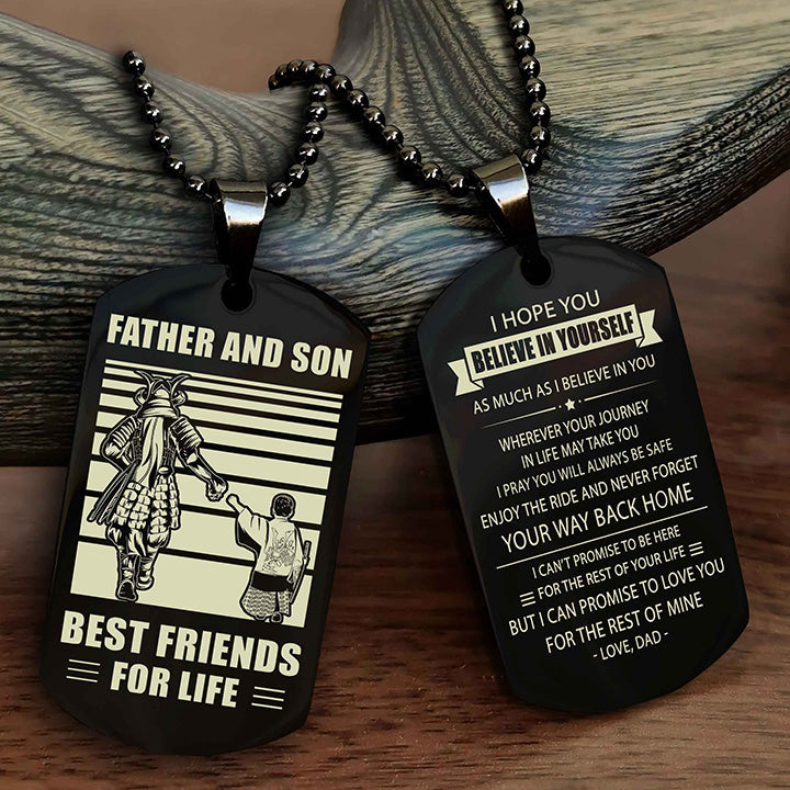 Cowboy Personalized Double Sided Dog Tag To My Son I Love You - Enjoy The Ride And Never Forget Your Way Back Home From
