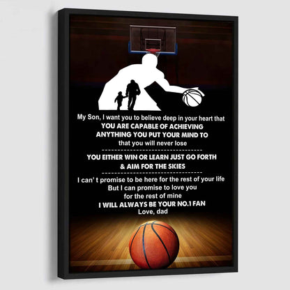 Baseball Poster Canvas Dad To Son - You Will Never Lose You Either Win Or Learn I Will Always Your No 1 Fan