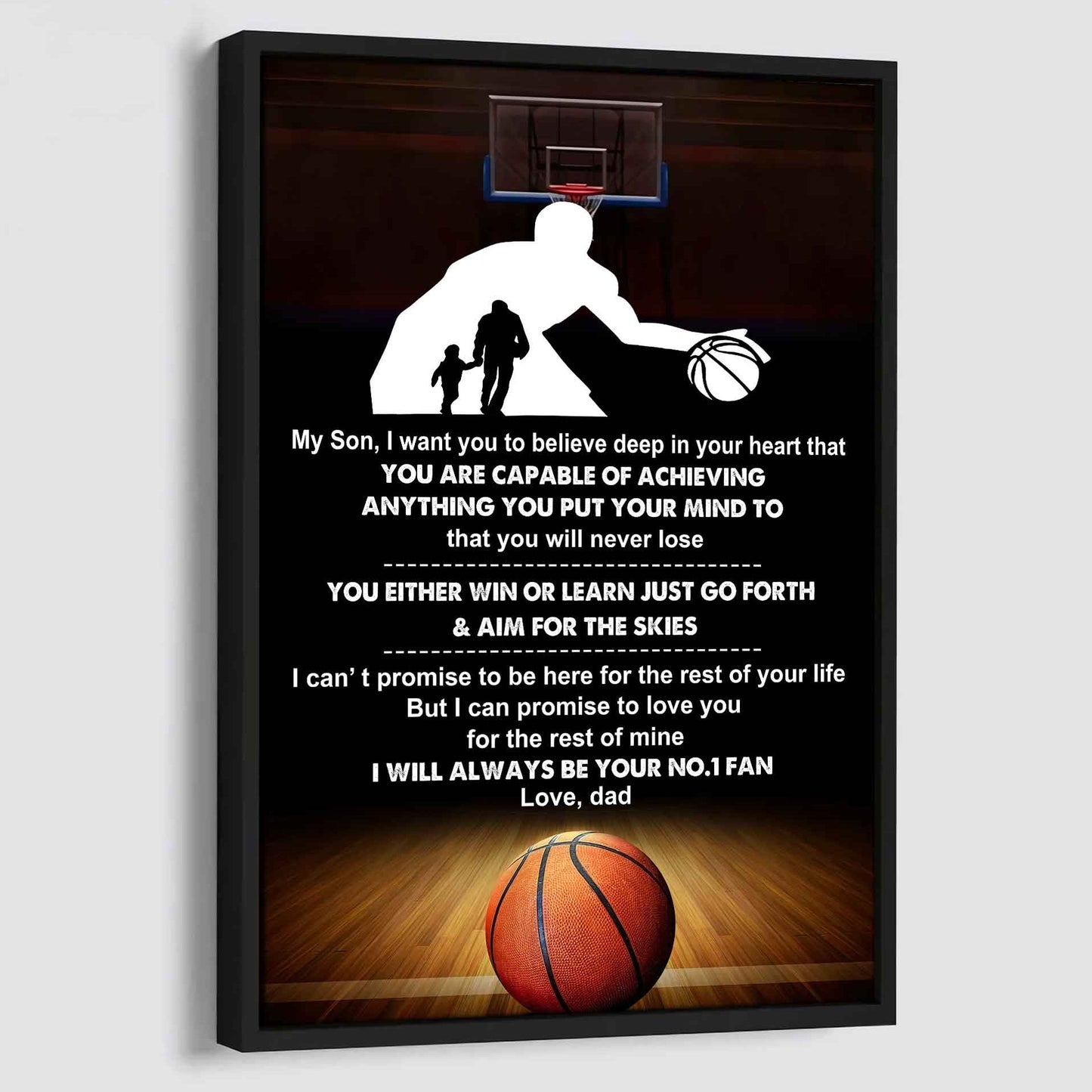 Sport Poster Canvas Dad To Son - You Will Never Lose You Either Win Or Learn I Will Always Your No 1 Fan