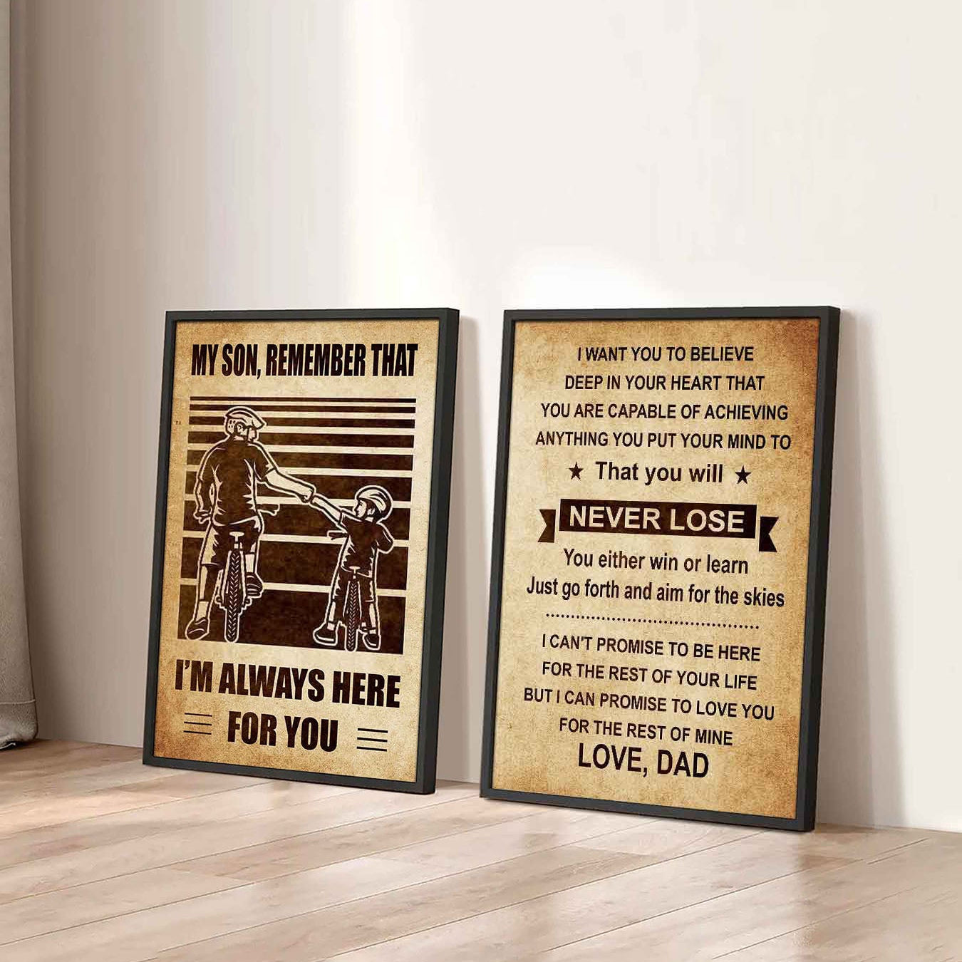Combo 2 Sport Poster Canvas My Son Remember That - You Will Never Lose You Either Win Or Learn