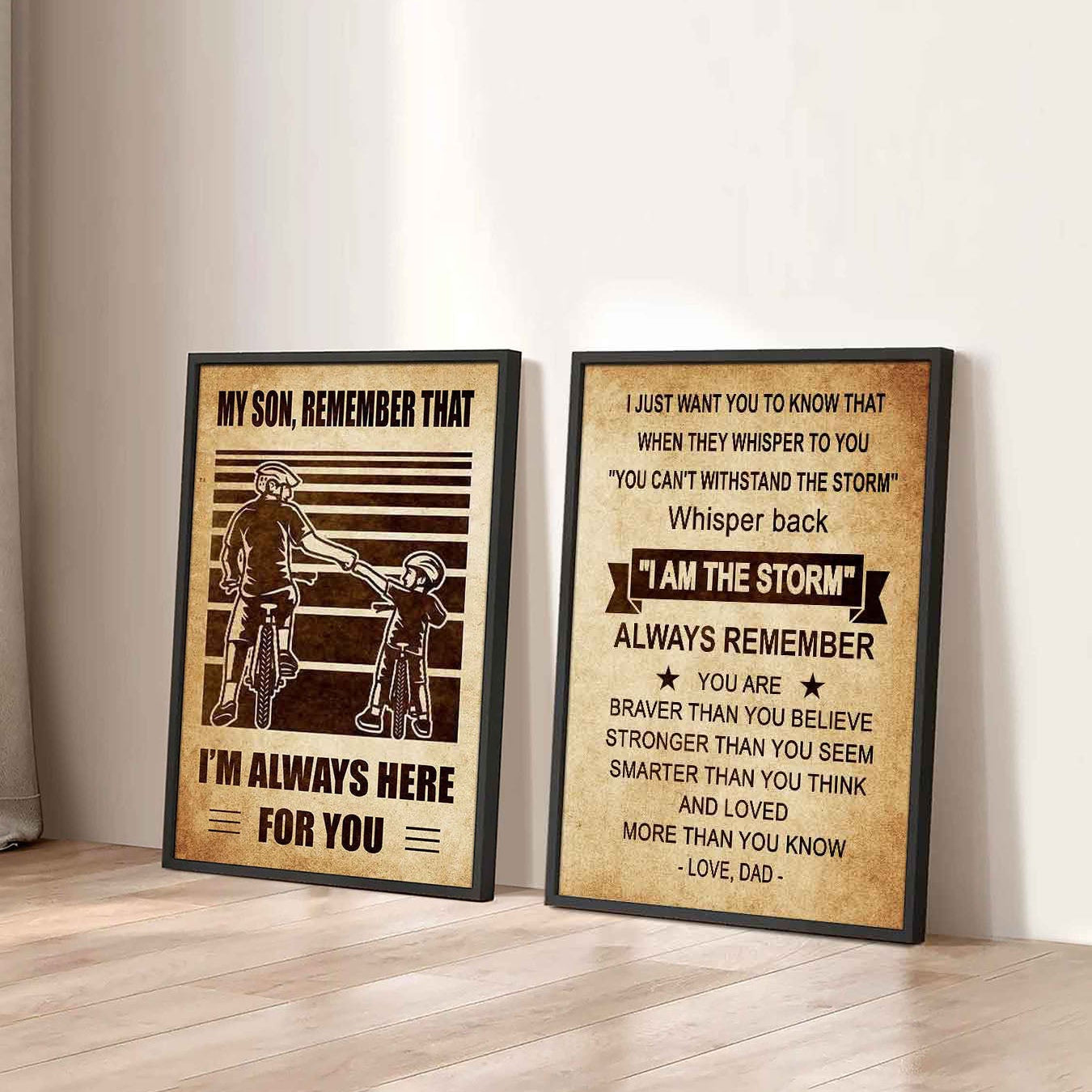 Combo 2 Sport Poster Canvas My Son Remember That - Whisper Back I'm The Storm