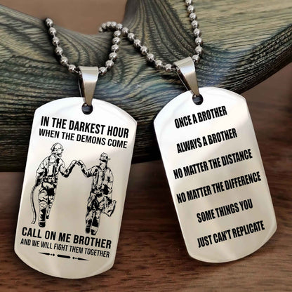 TWD Customizable engraved dog tag double sided gift from brother Once A Brother Always A Brother