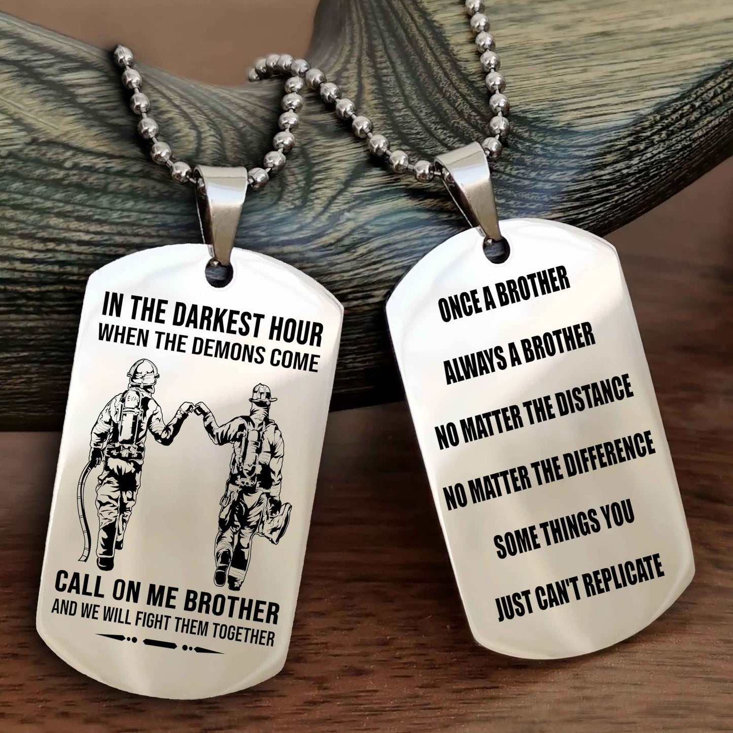 Samurai customizable engraved dog tag double sided gift from brother Once A Brother Always A Brother