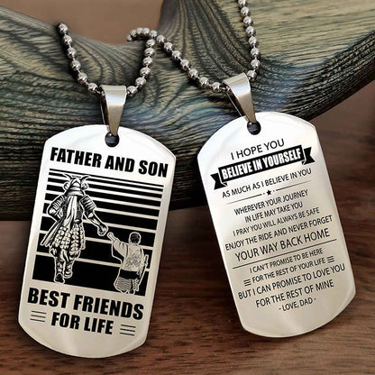 Viking Personalized Double Sided Dog Tag Black To My Son I Love You - Enjoy The Ride And Never Forget Your Way Back Home From