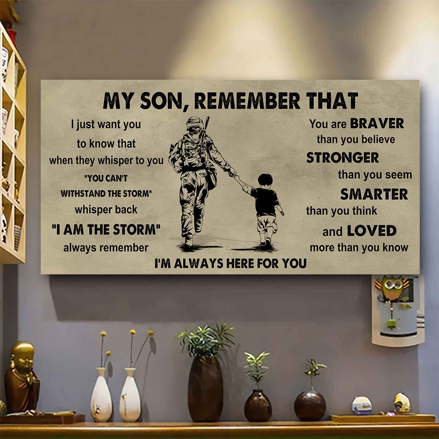 Personalized DRB Poster Canvas - My Son Remember That Whisper Back I Am The Storm
