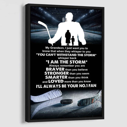 Soccer Poster Canvas Grandma To Grandson - Whisper Back I Am The Storm I Will Always Your No 1 Fan