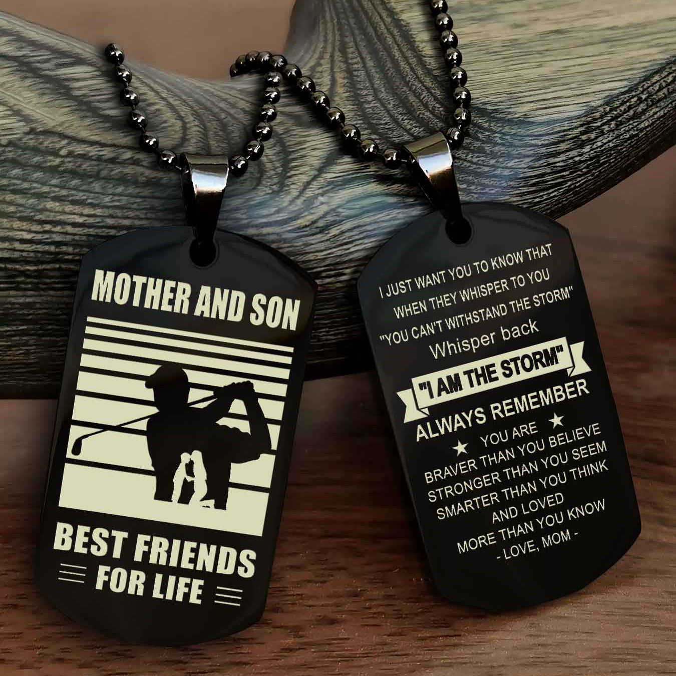 Sport Personalized Double Sided Dog Tag Father And Son Best Friend For Life - Whisper Back I'm The Storm