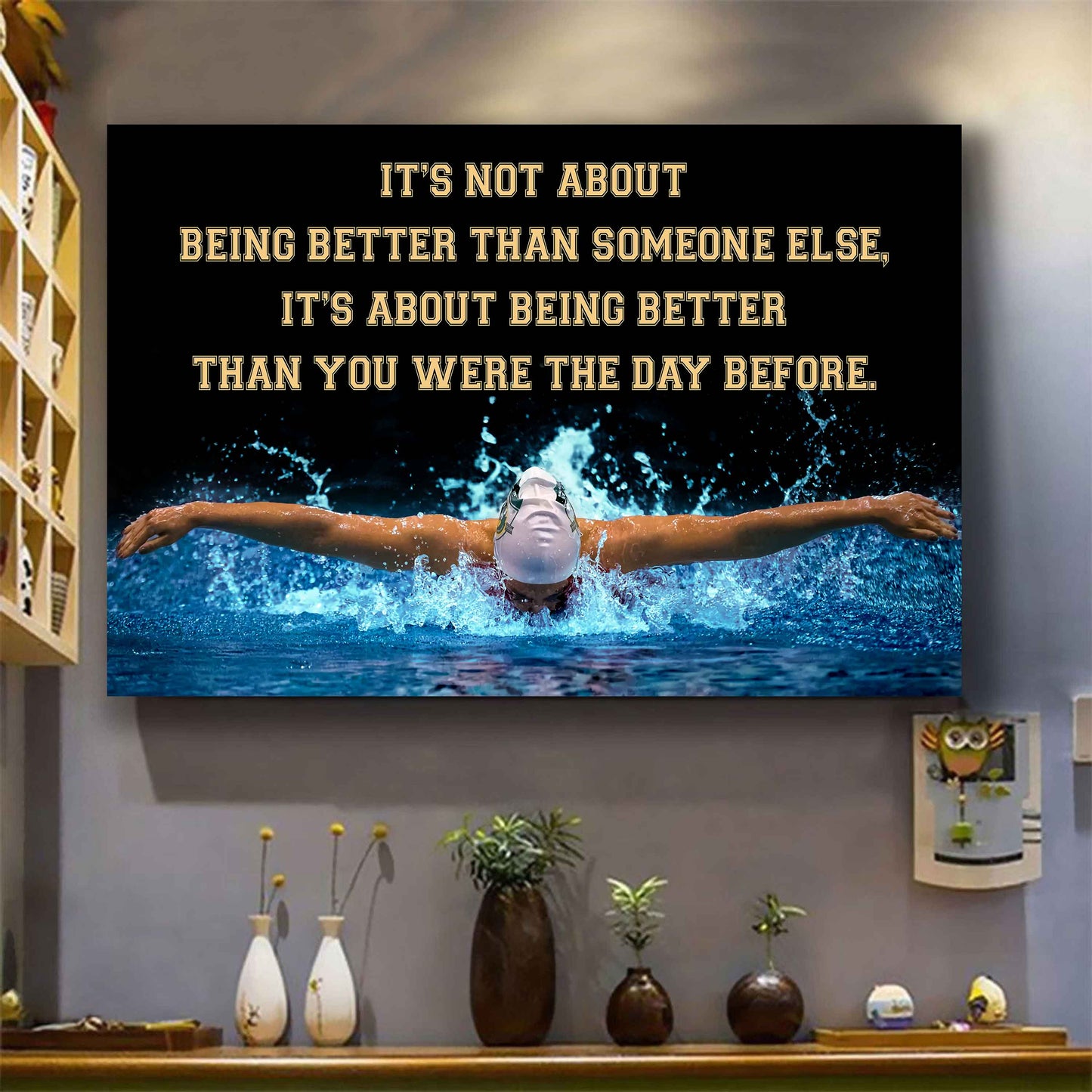 American football and basketball customizable poster canvas - It is not about better than someone else, It is about being better than you were the day before