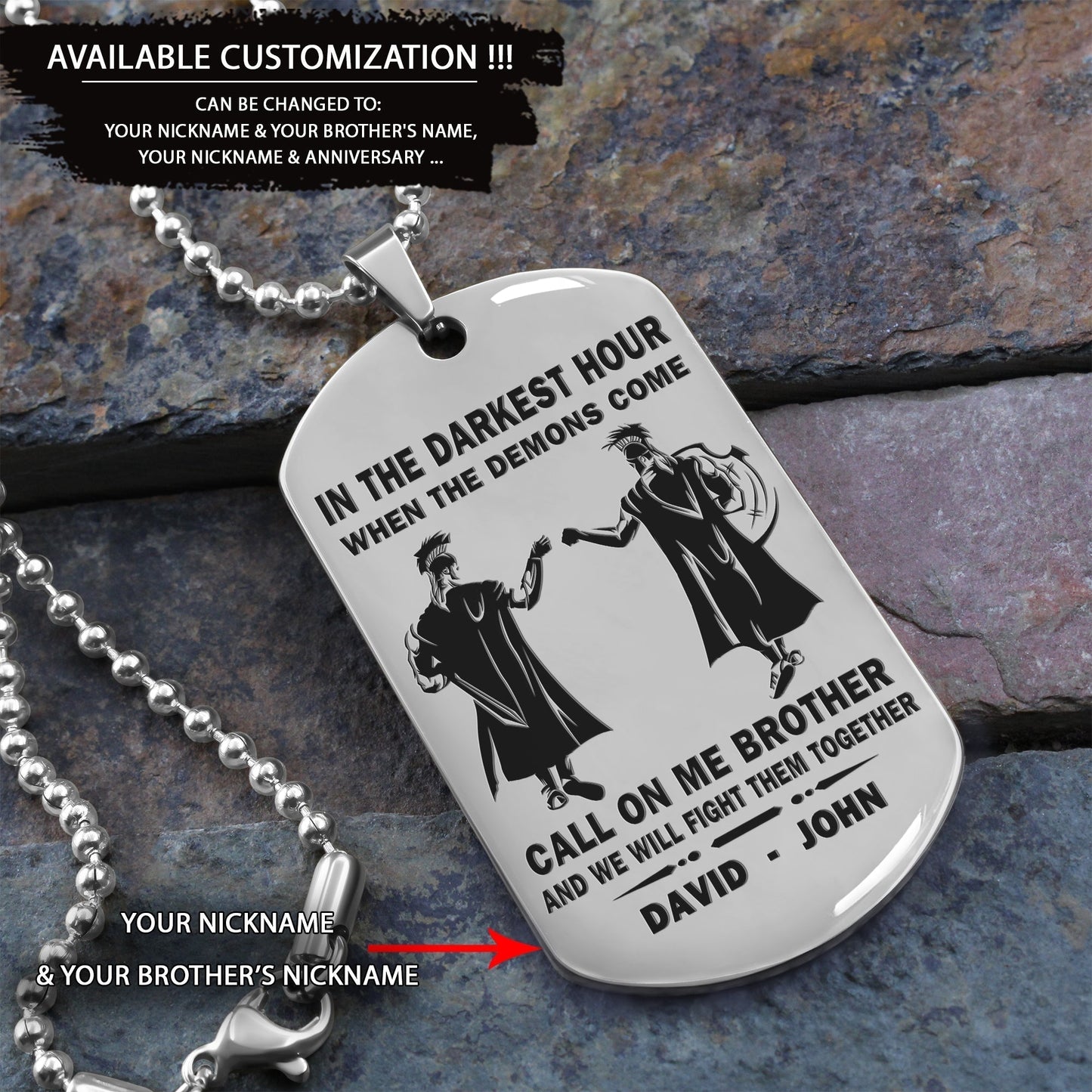 Personalized One Sided Dog Tag Call On Me Brother And We Will Fight Them Together Gift For Your Brother Your Cousins