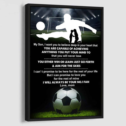 Sport Poster Canvas Mom To Son - You Will Never Lose You Either Win Or Learn I Will Always Your No 1 Fan