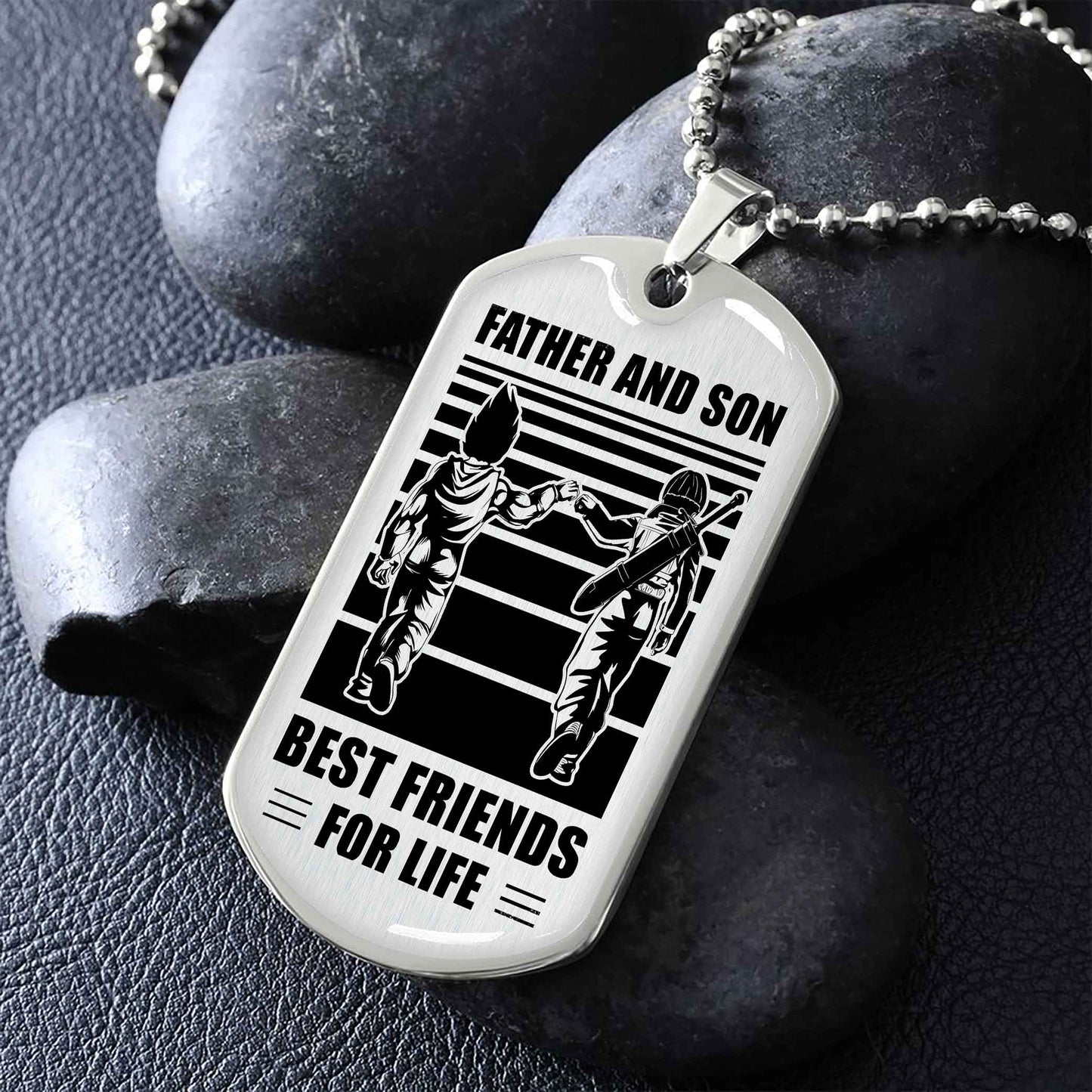 VGT_TRL Military Chain Silver Plated 18K Gold Plated Father And Son Best Friend For Life Gift For Your Son