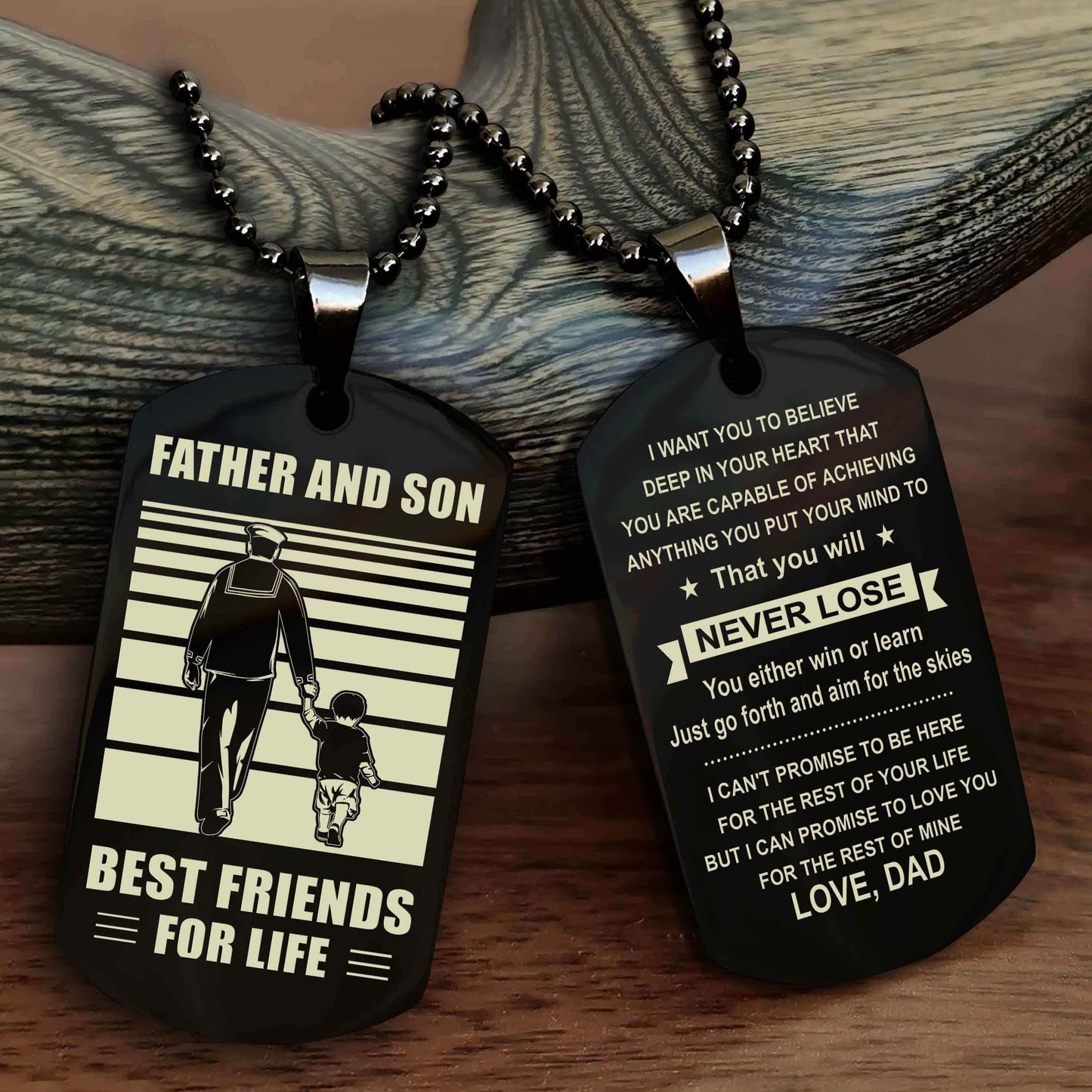 Cowboy Personalized Double Sided Dog Tag To My Son I Love You - You Will Never Lose You Either Win Or Learn From Dad To Son