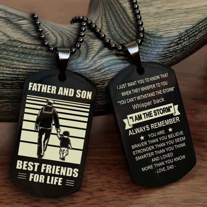 DRB Personalized Double Sided Dog Tag Silver To My Son I Love You - Whisper Back I'm The Storm