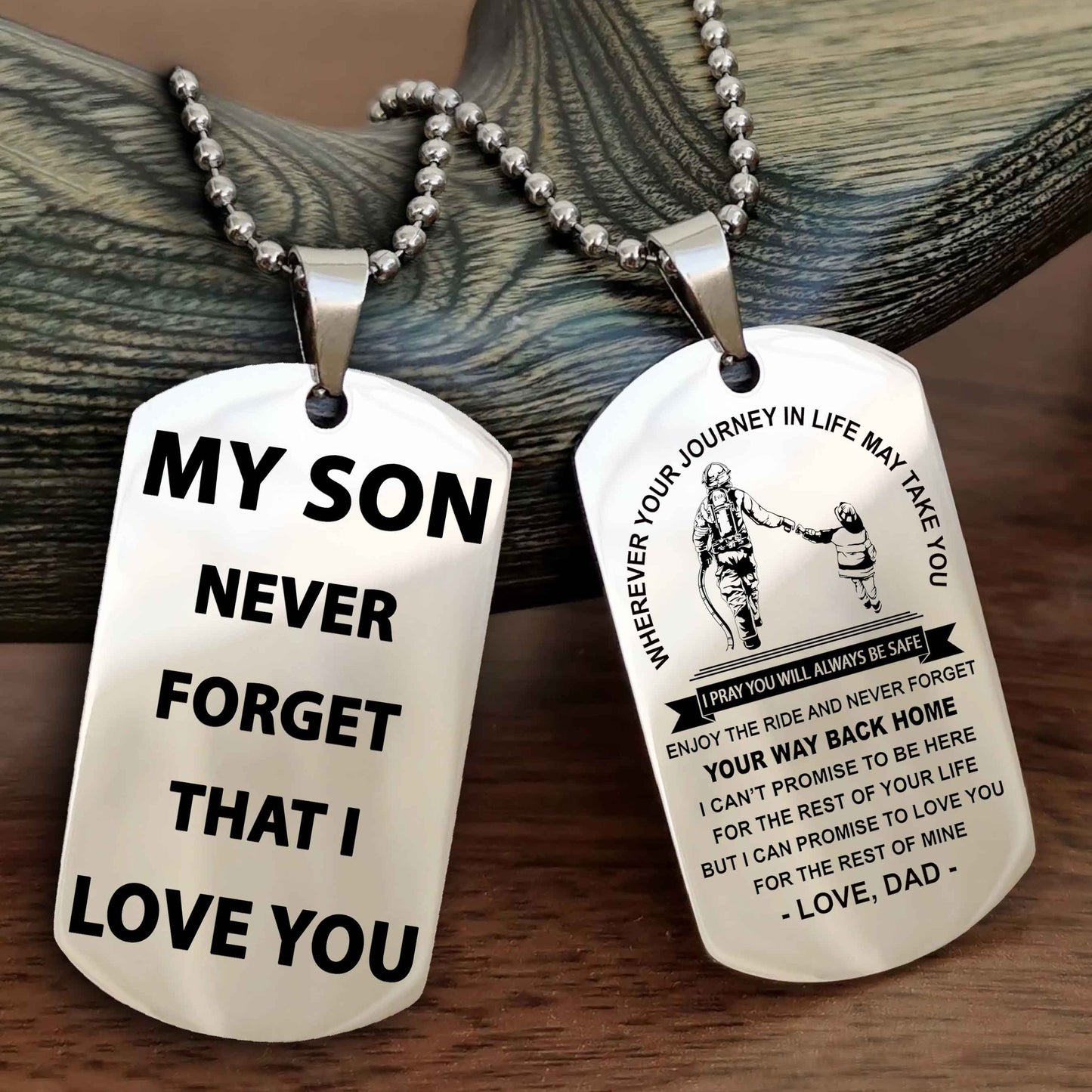 Knight Templar Double Sided Dog Tag To My Son Never Forget That I Love You - Gift For Son Never Forget Your Way Back Home